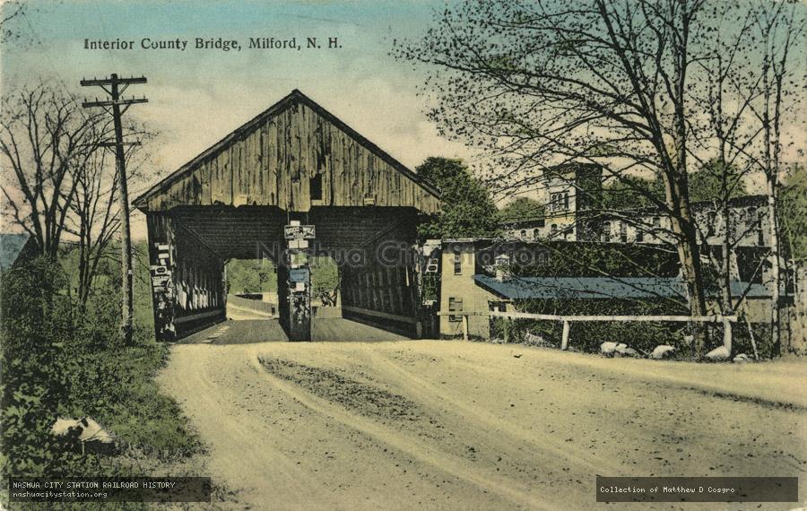 Postcard: Interior County Bridge, Milford, N.H.
